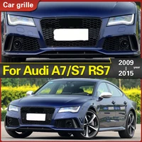 for rs7 style front sports hexagonal mesh honeycomb cover grille gloss black for audi a7s7 2009 2015 auto parts