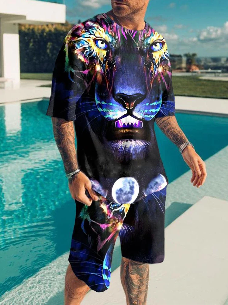 

Men Sets Summer Tracksuit Men Sportwear Fashion Casual Clothes Oversized 3d Printed T-shirt For Man Short Sleeve T Shirts+Shorts