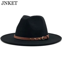 jnket autumn winter unisex top hats fashion fedoras hat retro worsted jazz cap large brim hat