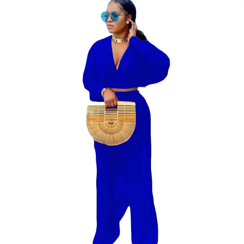 

Two Piece Set Tracksuit Women Fall Spring Clothes African Dresses for Women 2021 Christmas Party Sweatsuits Crop Tops Pants Sets