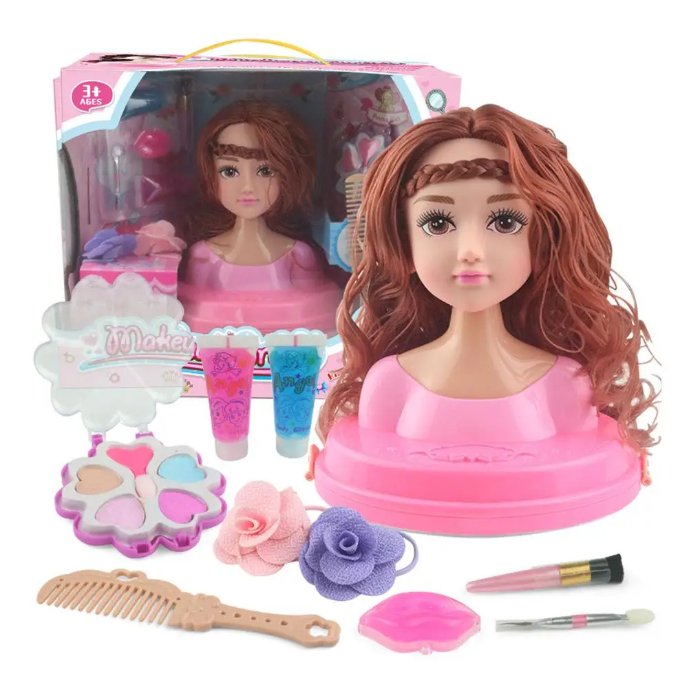 Светло-желтый Макияж кукла голова девушки Playset с красоты и модные аксессуары - Цвет: Светло-желтый