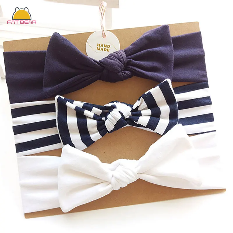 3 шт./компл. хлопковые детские повязки на голову для девочек эластичная повязка с