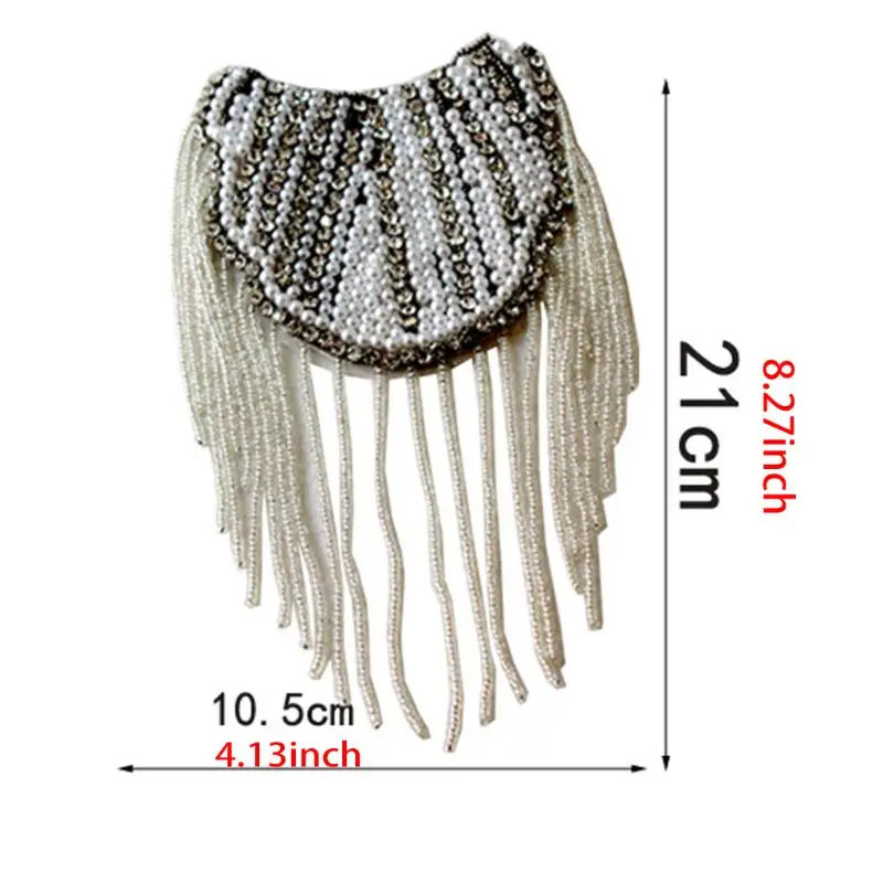 

Unisex Handmade Jewelry Tassels Chain Epaulette Faux Pearl Shoulder Board Badge NEW