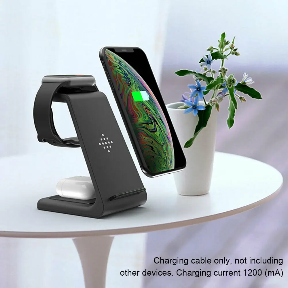 

10W 3in1 Qi Wireless Fast Charger Dock Charging Stand For I Phone X Xs XR 8 11 Pro Watch 5 4 Air Pods 1/2/Pro Wireless Charger