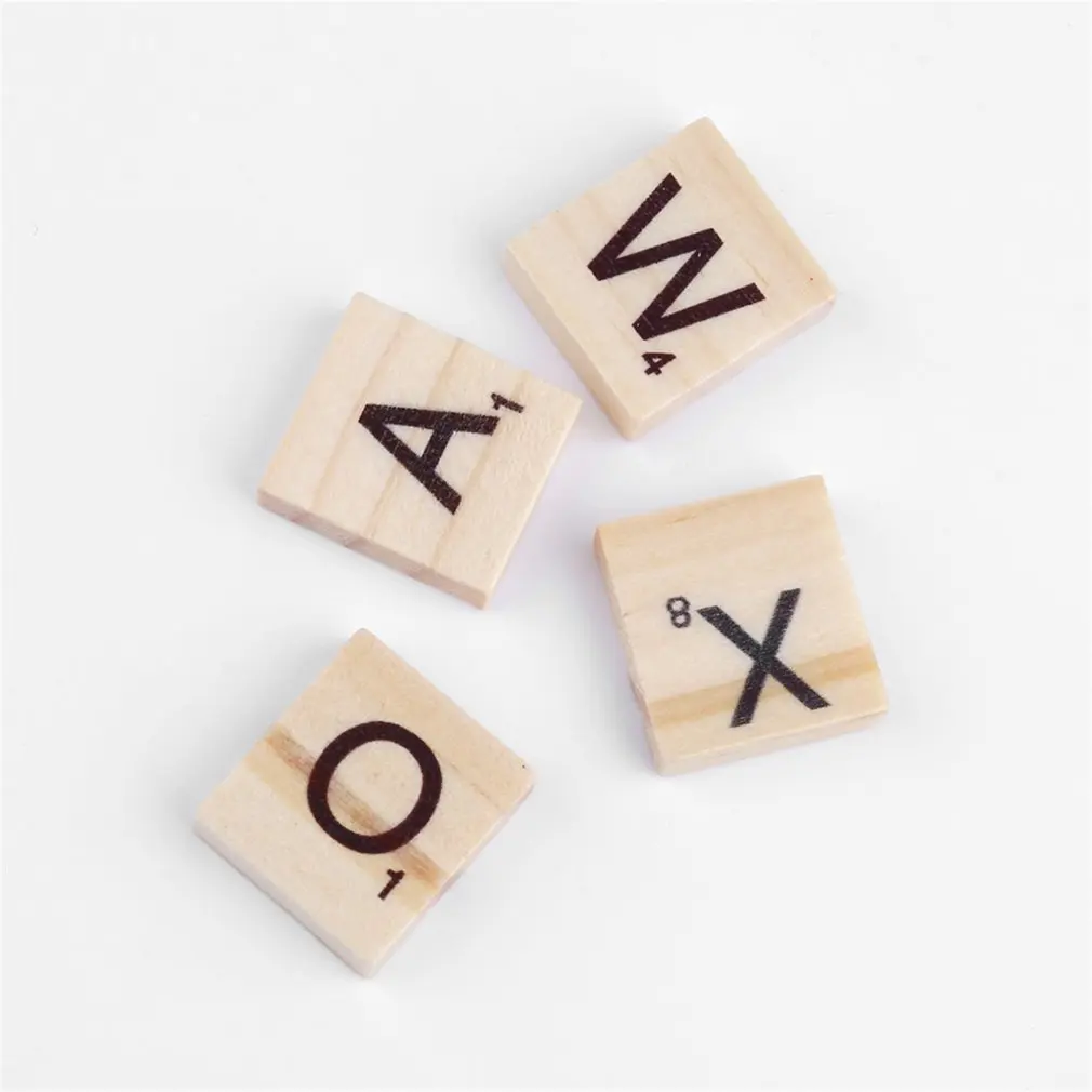 100 шт./компл. деревянный алфавитный царапают головоломки Плитки и черными