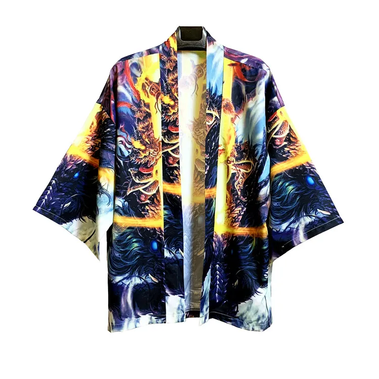 

2020 New Summer Men Japanese Style Kimono Cardigan Samurai Costume Kongfu Coats Women Overcoat Traditional Asian Clothing