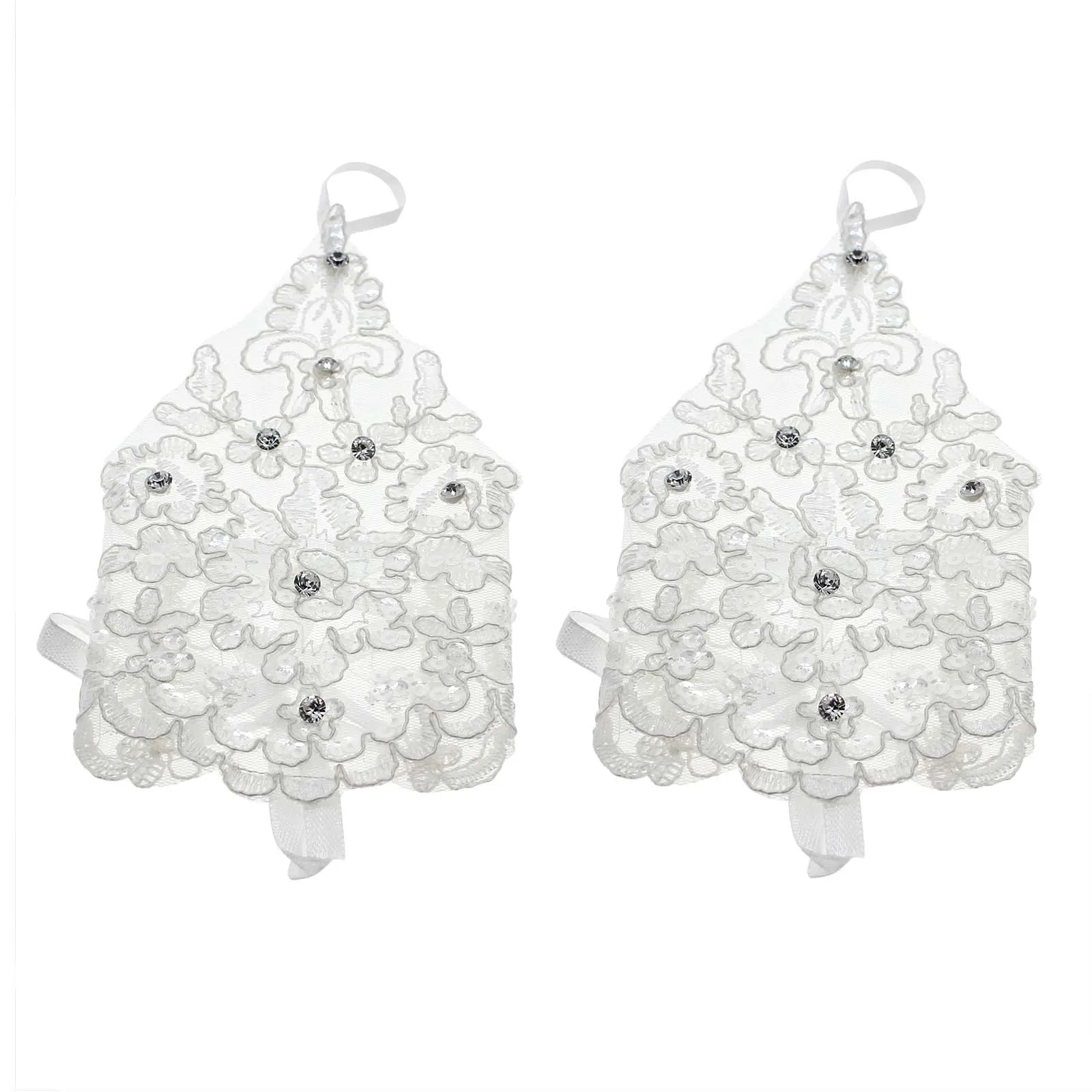 

Lace glove White Flower gloves Fingerless Bride Lace&Sequins Soft