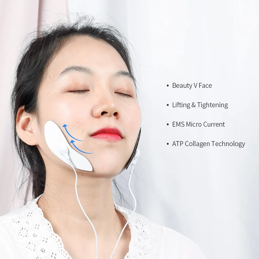 EMS Face Massager Pads Facial Muscle Stimulator Micro-Current V-Face Slimming Lifting Electrode Stiker Cheek Fat Double Chin | Красота и