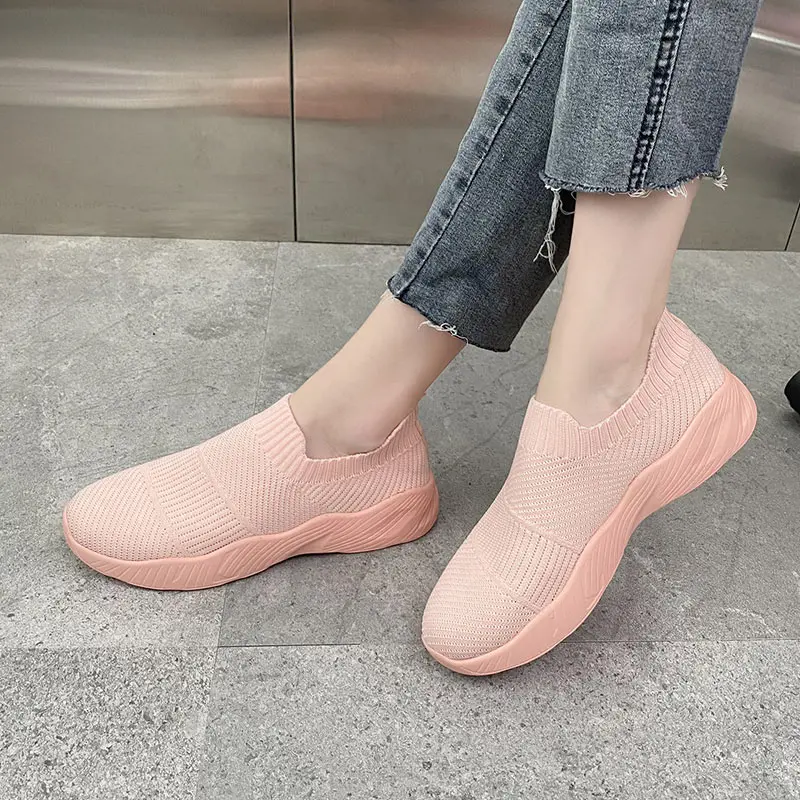 

2021 Women Fashion Sneakers Ladies Solid Color Slip-On Vulcanized Shoes For Female Casual Sport Shoes Lightweight Breathable