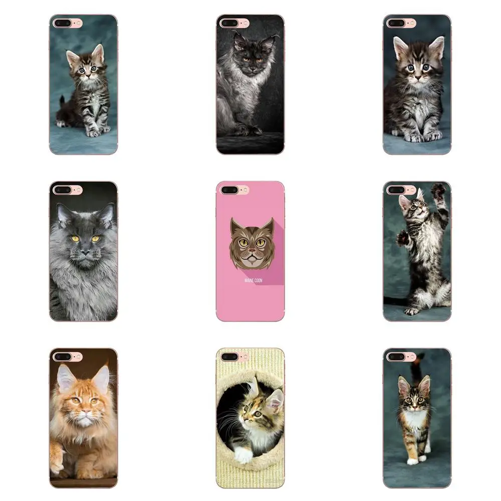 ПЭТ Кот Мейн Кун Серебряный Мягкий художественный принт для samsung Galaxy Note 5 8 9 S3 S4 S5 S6