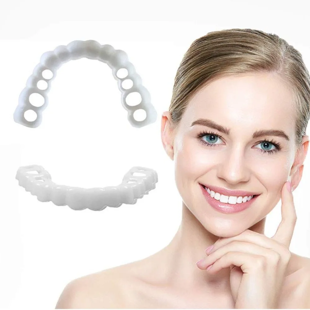 

Instant Smi-le Cosmetic Teeth, Natural Bright White Shade, Comfortable Upper and Lower Veneer