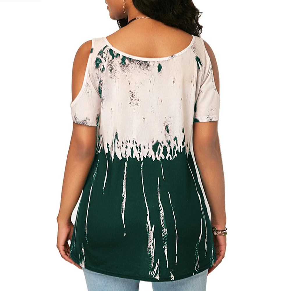 

Female Sexy Off Shoulder Short-Sleeved Tshirt O-Neck Women T-shirt Fashion Printed Short Sleeves Cotton Blend Print Summer Tops