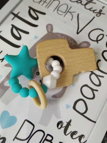 

Newest Infant Silicone Star Chew Nursing Bracelet for Baby Wooden Teethers Baby Rattle Stroller Accessories Toys