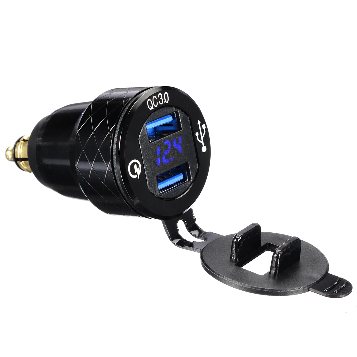 Черное зарядное устройство из алюминиевого сплава с двумя USB портами для BMW