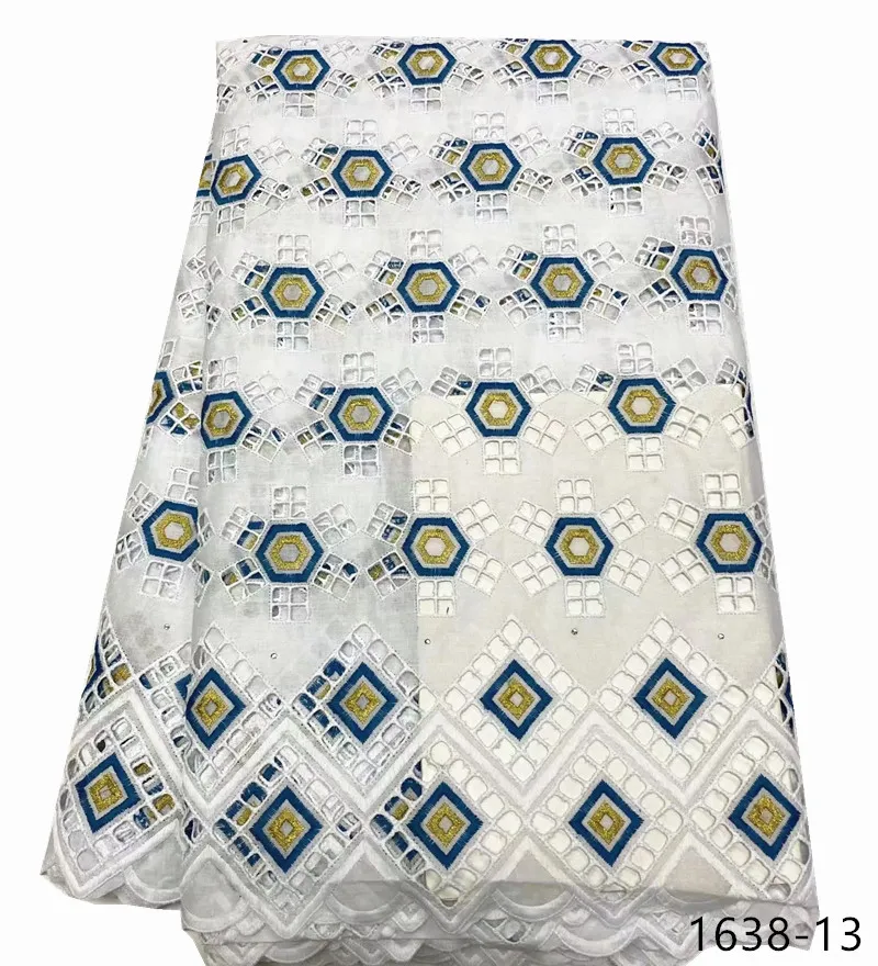 

100% Cotton Nigerian Lace Fabric High Qquality Lace 2021 Swiss Voile Lace Fabric Embroidered African Dry Lace For Wedding 1638