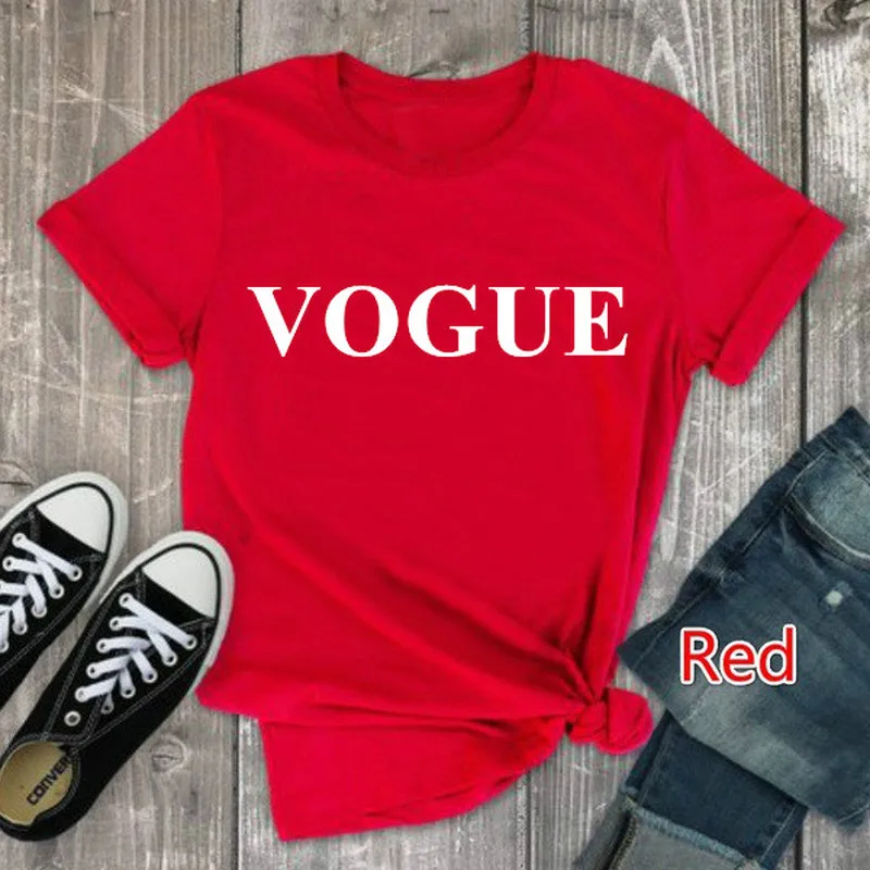 

8 Colors Vogue Letter Print T Shirt Women Short Sleeve O Neck Loose Tshirt Summer Women Causal Tee Shirt Tops Camisetas Mujer