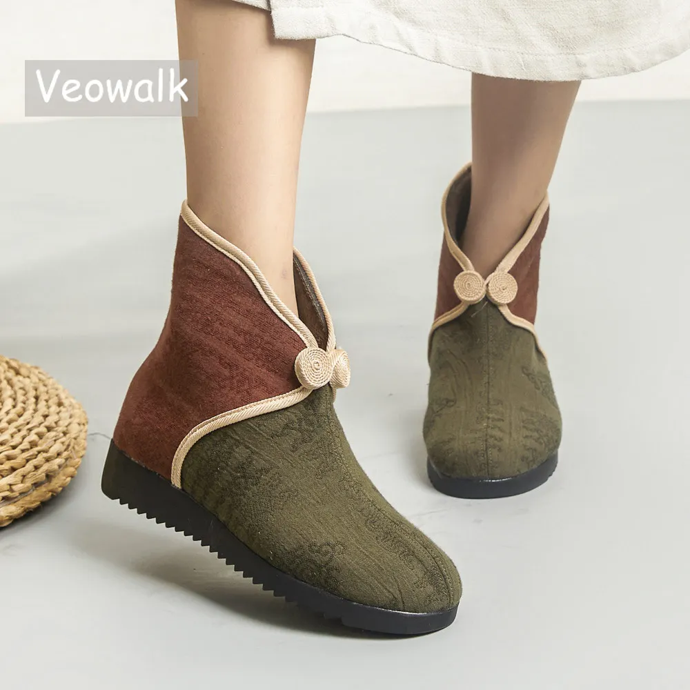 Veowalk зимние женские теплые хлопковые короткие ботильоны с нескользящей подошвой