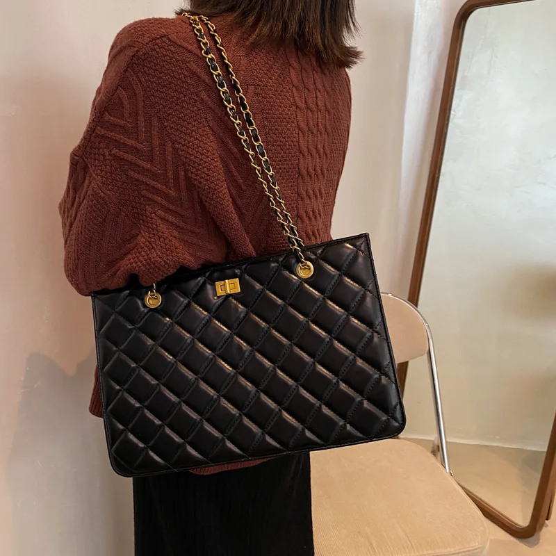 Вместительная женская сумка на цепочке Lingge, новинка осень-зима 2021, женская сумка на плечо, корейская модная сумка-тоут