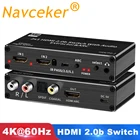 Мини 2x1 4K HDMI переключатель аудио экстрактор с дуговой и оптической Toslink HDMI 2,0 переключатель 4K 60Hz HDMI коммутатор пульт дистанционного управления для Apple TV PS4
