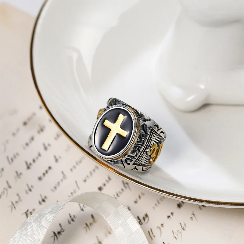 Горячая Распродажа винтажное серебряное золотое черное двухцветное кольцо со