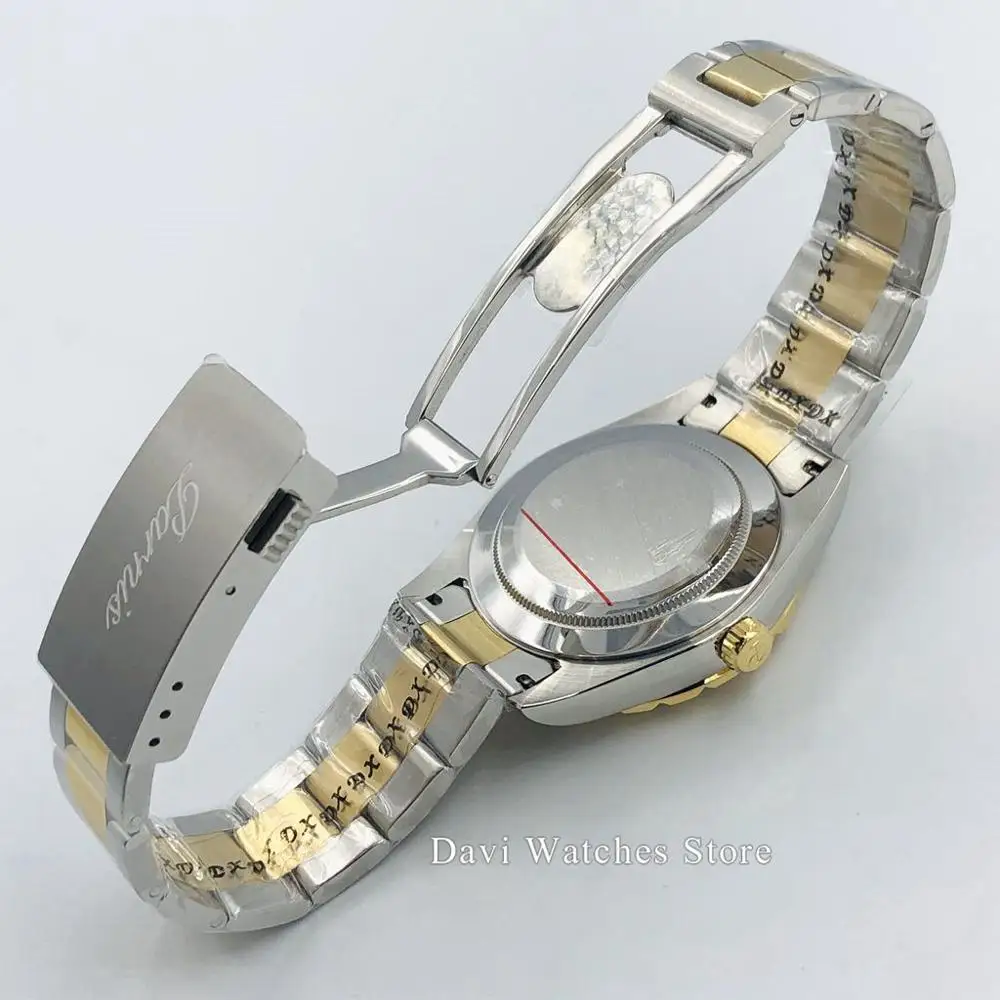 

Parnis 39mm men's watch golden case sapphire crystal gold dial date window 21 jewels Miyota movement automatic mens watch