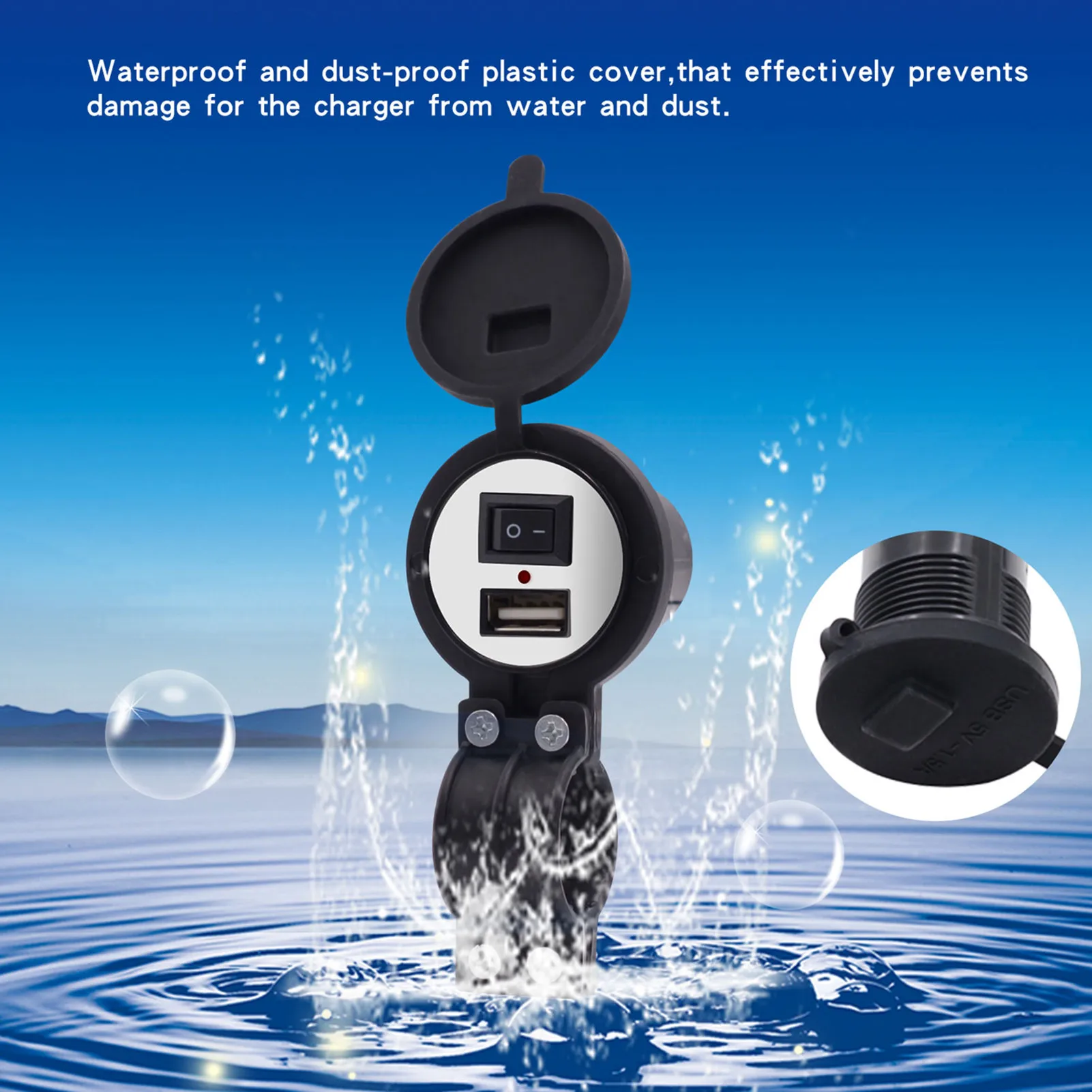 

Motorcycle USB Car Charger 12V with Switch Cigarette Lighter Socket Plug Waterproof Motorbike Phone Charger Adapter