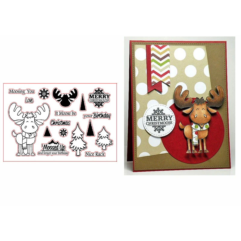 Merry Christmoose прозрачный силиконовый набор штампов для DIY скрапбукинга/фото открытки