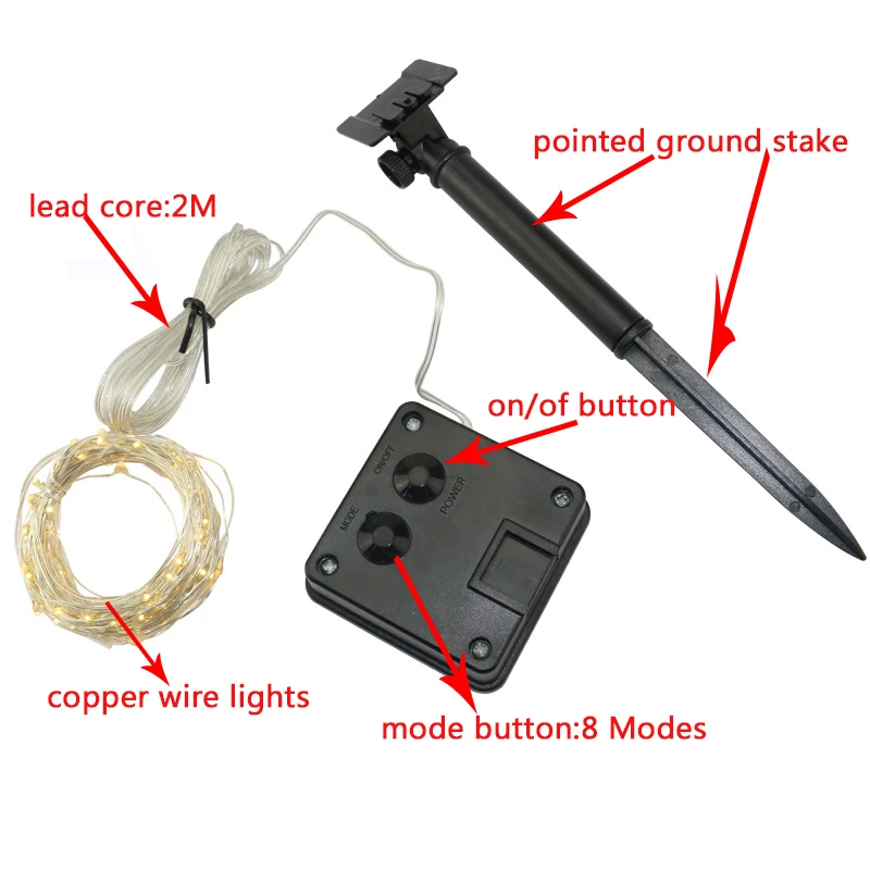 Светодиодный солнечный Медный провод лампы Открытый солнечной энергии Фея