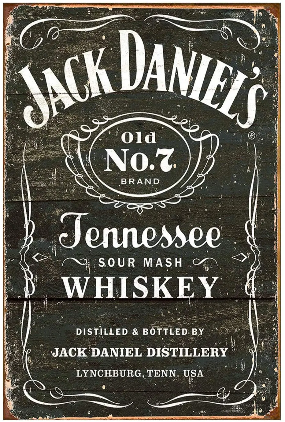 

Jaek Daniel Tennessee Whiskey - Weathered Logo Tin Sign 16x12.5 Inch