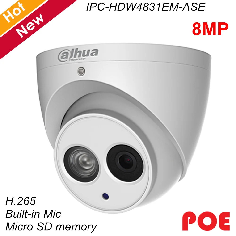 Камера видеонаблюдения Dahua H.265 встроенный микрофон WDR IR 50 м POE 8 Мп IP камера для