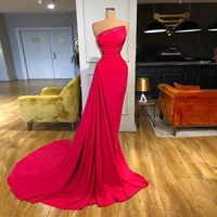 uosu fashion prom dresses strapless sleeveless mermaid evening dress beading appliques pleat long celebrity party gowns for lady
