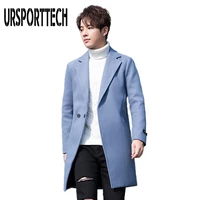 autumn winter mens wool coat fashion middle long turn down collar cotton padded thick warm woolen coat male trench coat overcoat