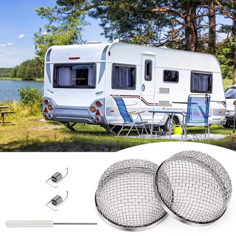 

2 Pack Flying Insect Screen Rv Furnace Vent Cover 2.8 Inch Stainless Steel Mesh With Installation Tool
