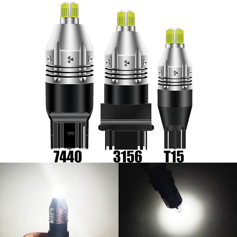 

Автомобильные светодиодные лампы T15, 2 шт., лампы для поворотных сигналов 921 LED 906 LED T20 7440 W21W 7443, светильник, светильник, парковочная шина