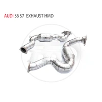 hmd exhaust manifold downpipe for audi s6 s7 car accessories with catalytic header without cat