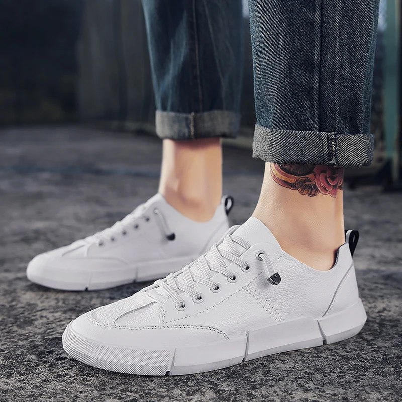 Мокасины мужские кожаные винтажные лоферы без застежки плоская подошва деловая