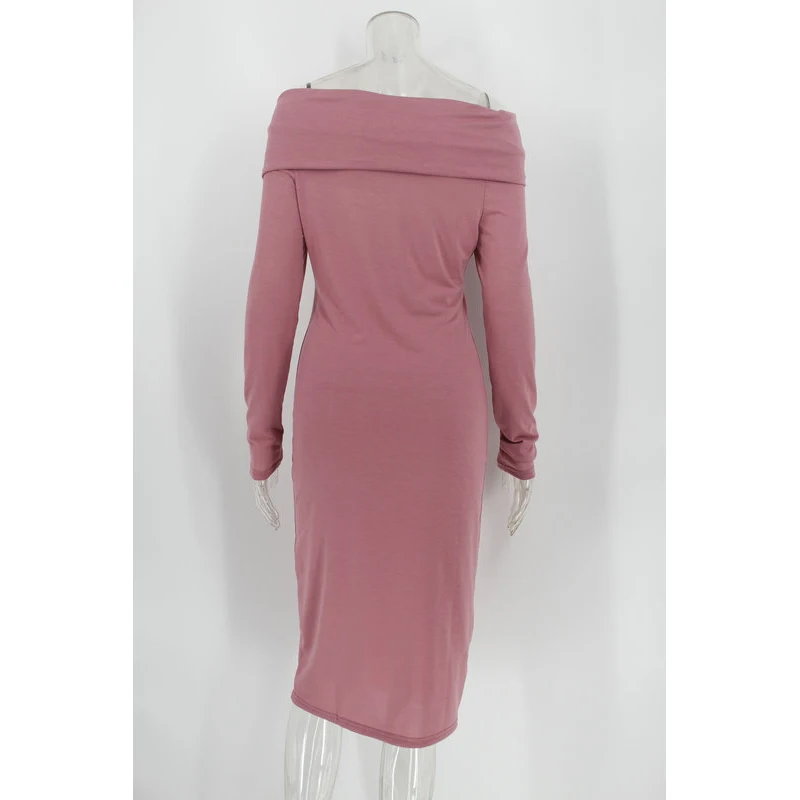 

Spring Sexy Off Shoulder Solid Long Sleeve Bodycon Women Party Dress Vestidos Lady Elegant Streetwear Korean Casual Robe SJ5252M