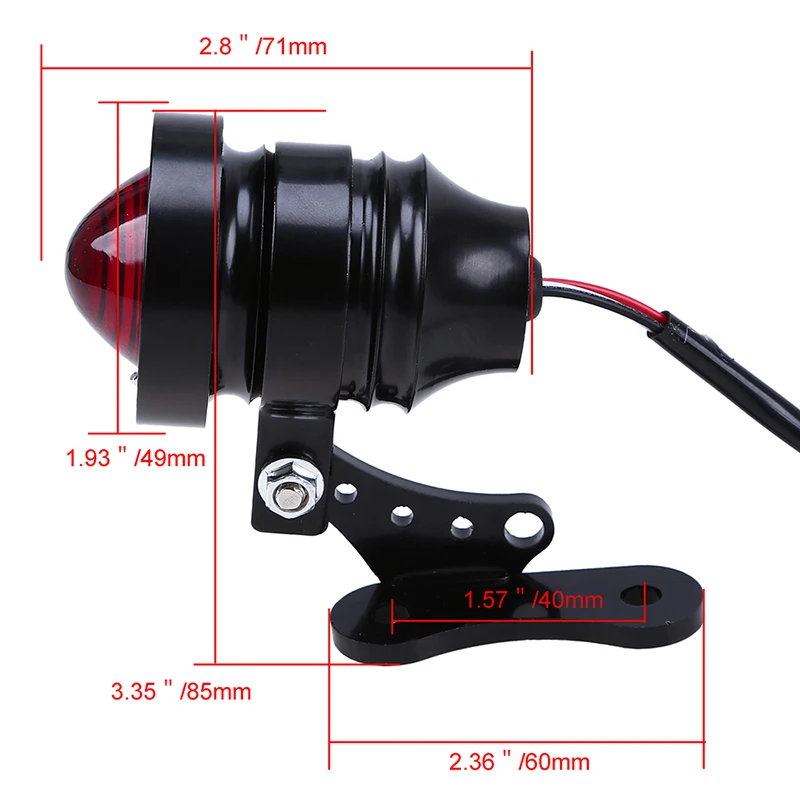 POSSBAY Vintage Motorcycle Taillight Off-Road Racing Bike Stop Brake Lamps Red Light With License Bracket Plate Universal Parts |