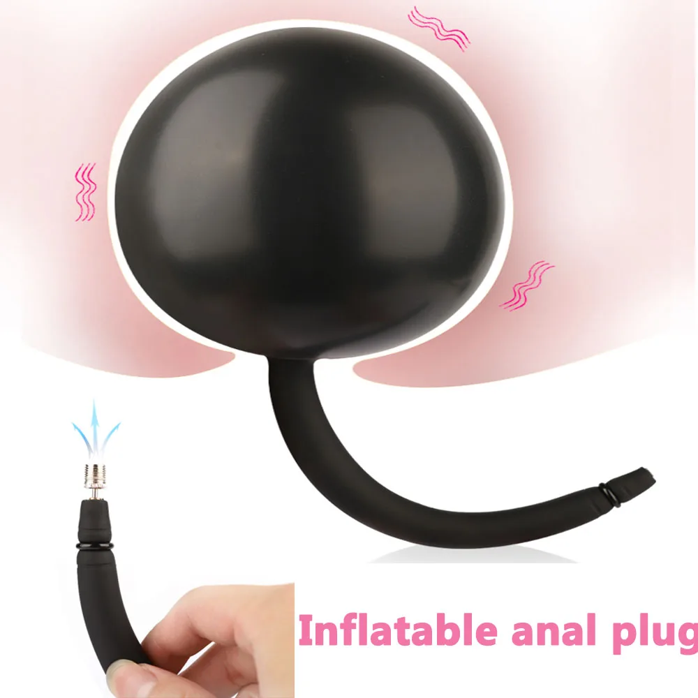 Огромная надувная Анальная пробка со встроенным стальным шариком дилдо для геев