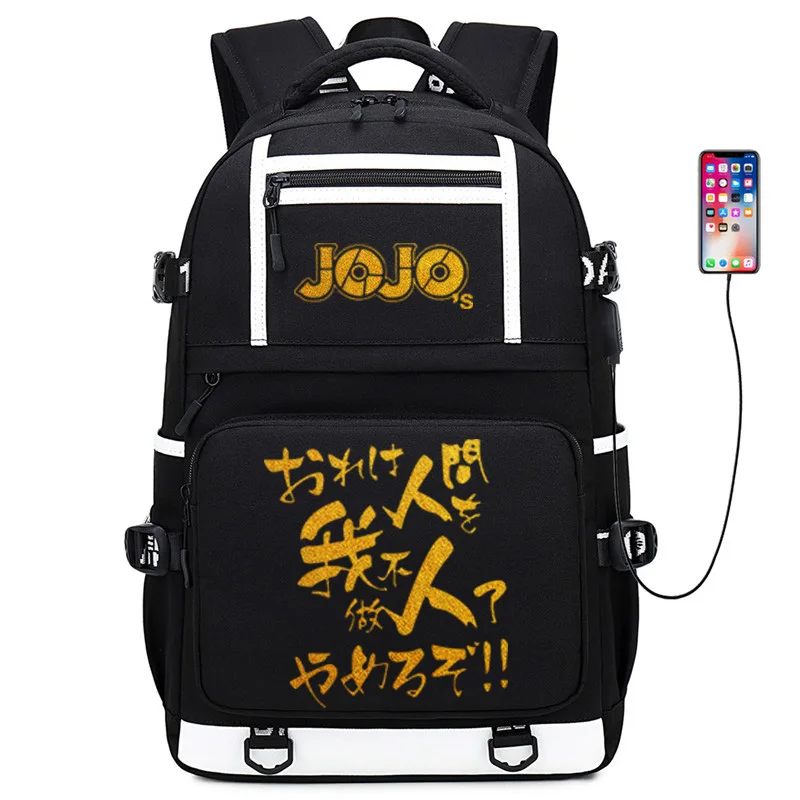 JoJo невероятное приключение с золотым принтом школьная сумка большой дорожный Рюкзак Школьные сумки Oxford для девочек-подростков с рисунком из аниме книжные сумки - Цвет: 7