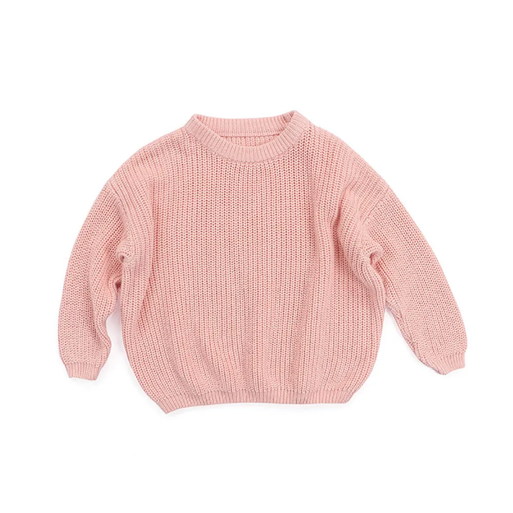 

1-5 Years Toddler Baby Kids Autumn Solid Sweater Children Kids Pullover O-Neck Knitted Sweater