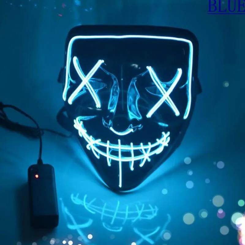 Halloween LED Mask Black Luminescent Light Neon DJ Party Holiday Activities Decorative Props 10 Colors Can Choose | Игрушки и хобби