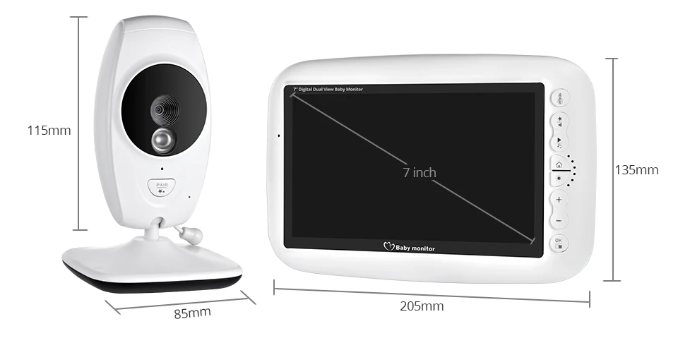 Новинка 7,0 дюймов беспроводной цветной 720P HD монитор для младенца Аудио Видео детская камера портативная рация монитор камеры безопасности ИК ночного видения