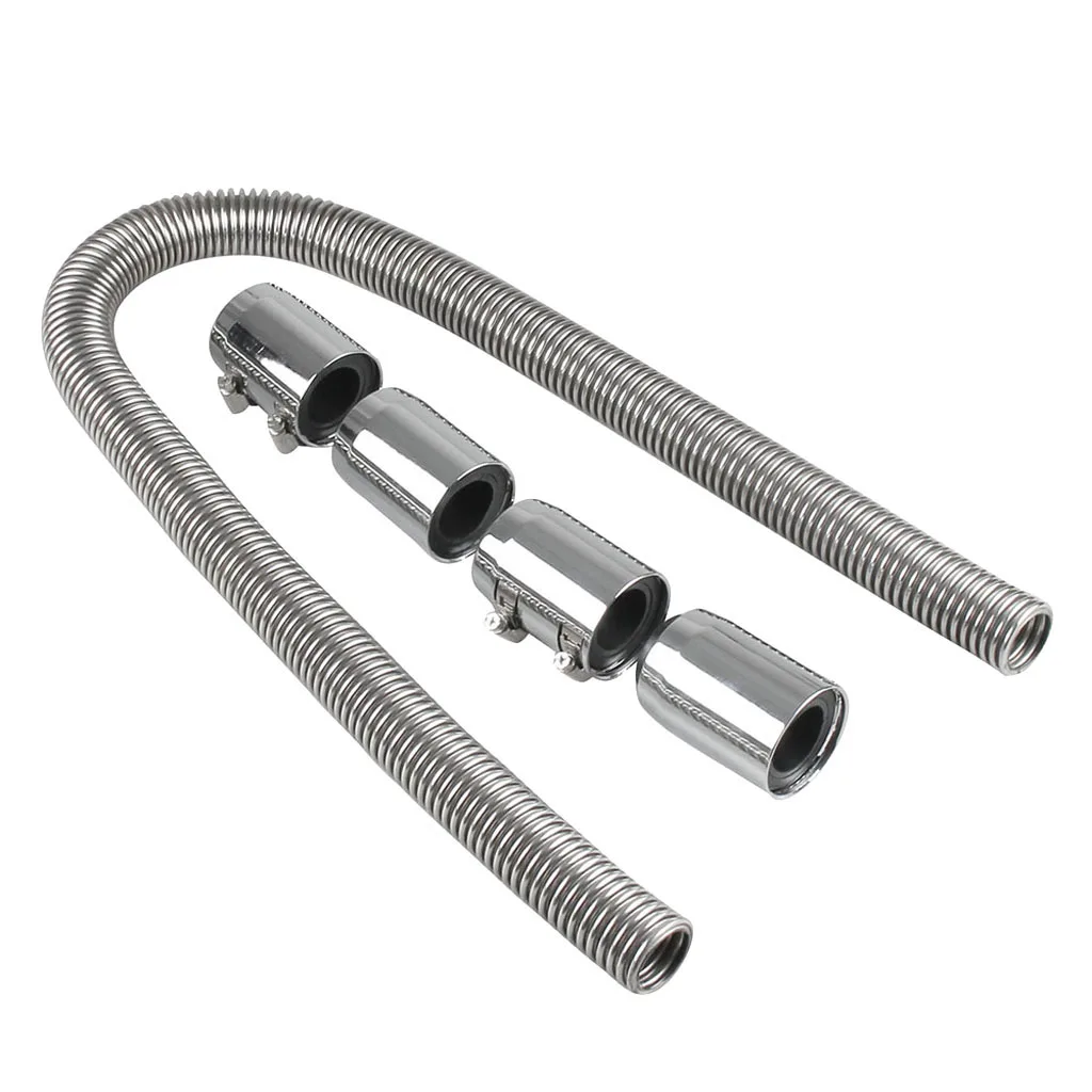 

48'' Aluminum Flex Coolant Water Radiator Hose With Upper Lower End Caps Kit