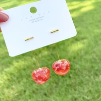 ruiyi korean french tassel earrings womens fresh cherry long earringse0401