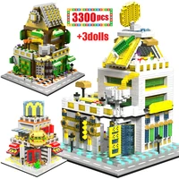 city street view commercial houses architecture building blocks friend coffee room store candy shop figures bricks toy for kids