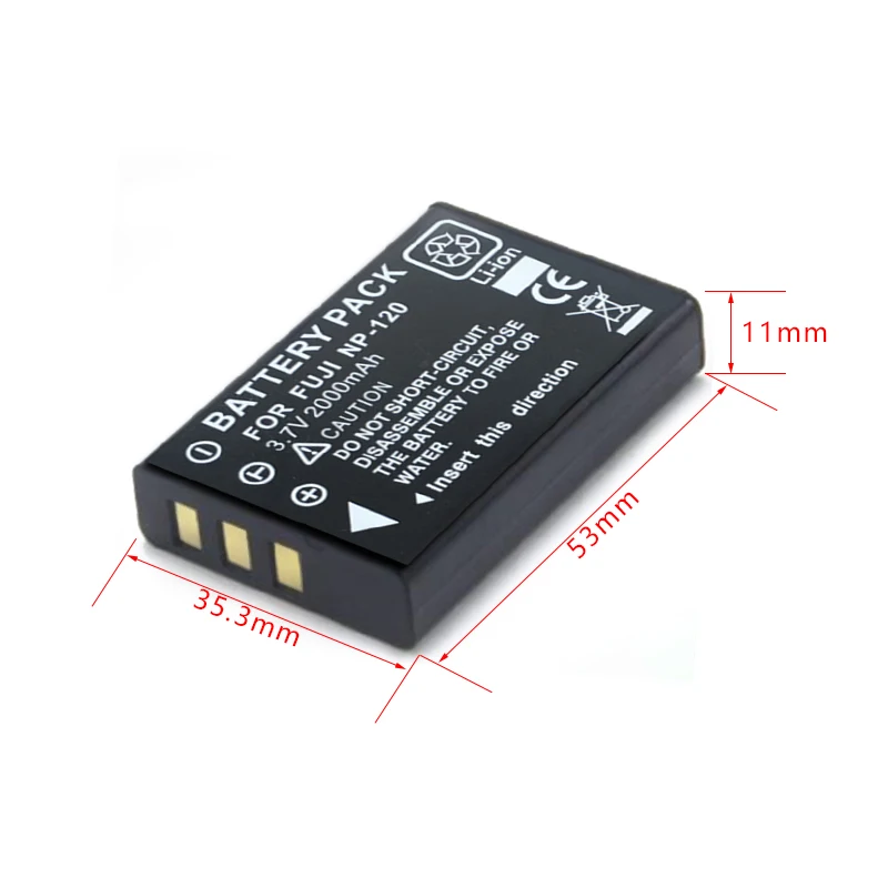 2000mAh NP-120 Replacement Camera Battery for Fuji NP120 Pentax DL17 Kyocera-Contax BP1500 RICOH DB-43 FinePix F11 M603 - купить по