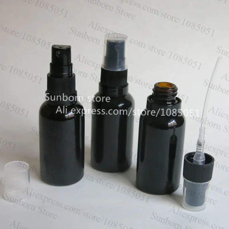 500 шт./лот 30 мл черная парфюмерная бутылка маленькая стеклянная с крышкой для
