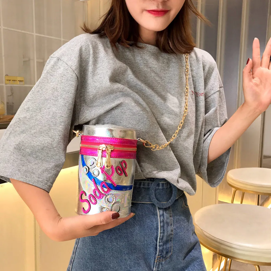 Женская сумка цилиндрическая индивидуальная забавная цепочка сумка-мессенджер