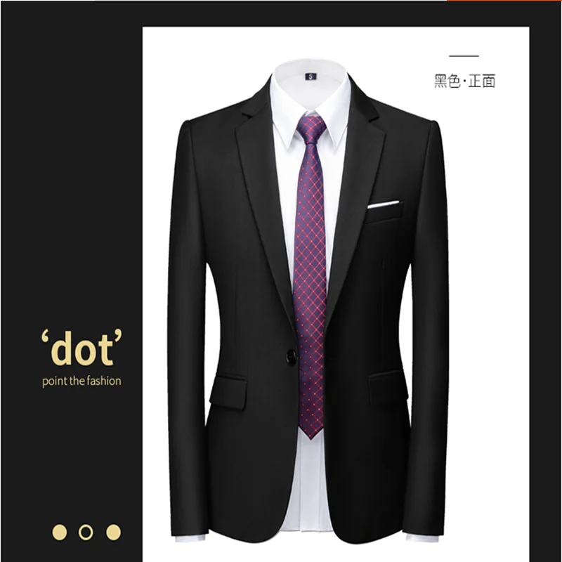 

(jacket + pants) boutique fashion men solid color casual business high-end social formal 2-piece set groom wedding plus size